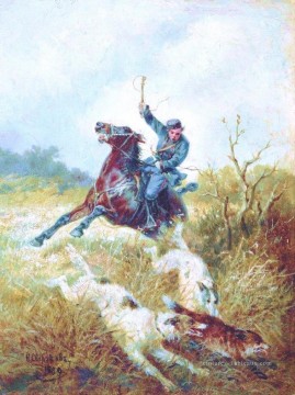 Nikolai Sverchkov chasse avec borzois classique Peinture à l'huile